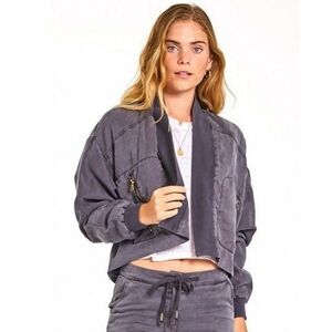 Young Fabulous & Broke Fara Red Maroon Open Tencel Cropped Bomber Jacket